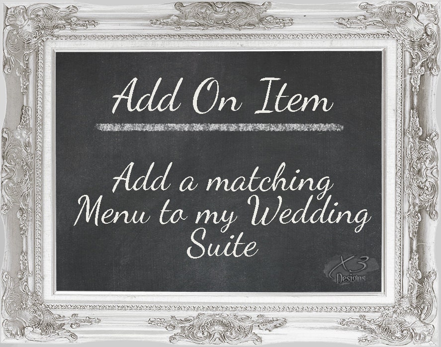 Add On Menu Personalized Single Sided Menu to match | Etsy