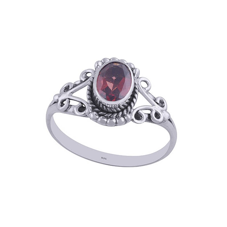 Hydra red garnet ring Gemstone sterling silver ring