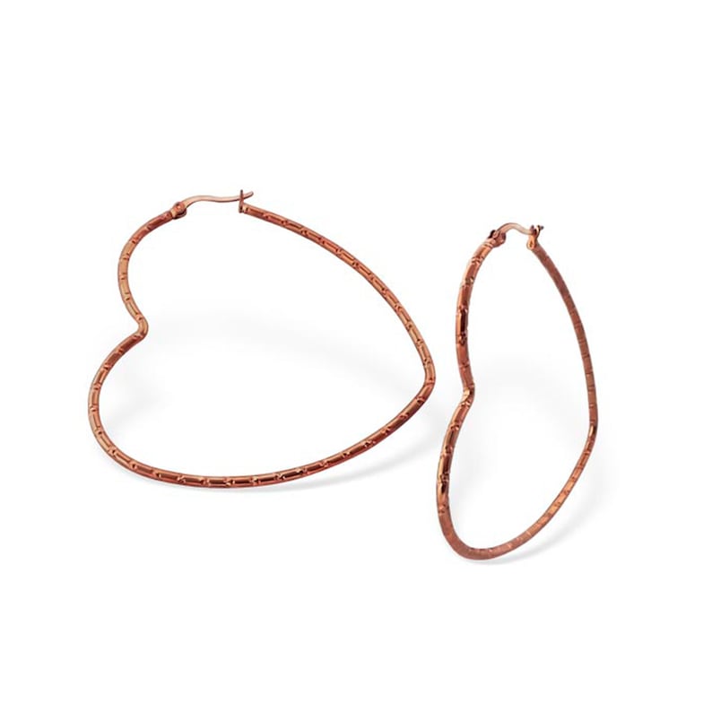 Gold Heart Surgical Steel Hoops Boho chic earrings Heart earrings.