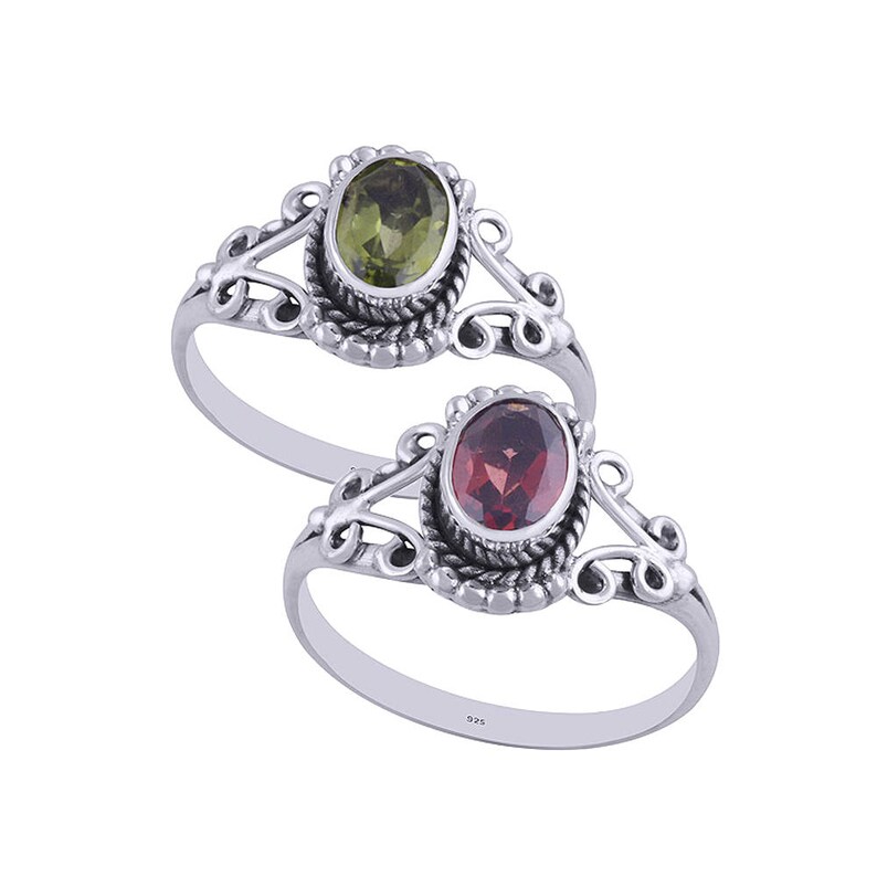 Hydra red garnet ring Gemstone sterling silver ring