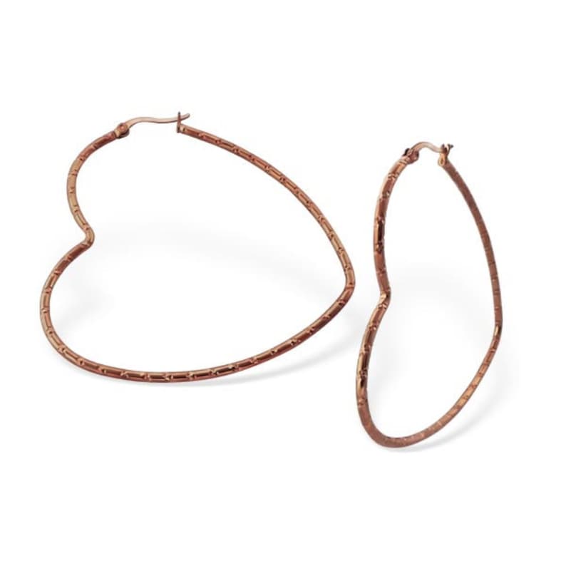 Gold Heart Surgical Steel Hoops Boho chic earrings Heart earrings.