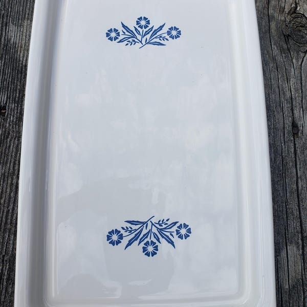 Vintage Corningware Blue Cornflower Footed Warming Serving Tray Without Cord