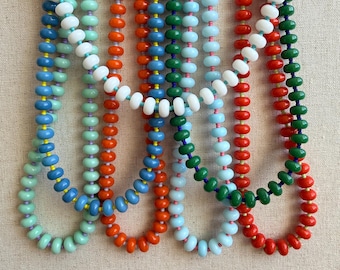 Colorful beaded necklace, rondelle glass beads, candy color necklace