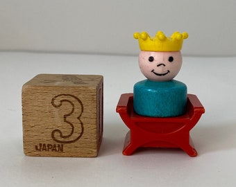 70s Vintage Fisher Price Play Family Castle Little People & Castle Accessories, Prince with Short Red Throne, Kids/Children's Toys