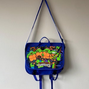 Vintage 1991 TMNT Teenage Mutant Ninja Turtles sac à dos pour enfants, cartable, cartable, sac messager, sac pour tout-petit/enfant, objet de collection des années 90