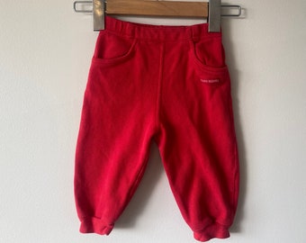 90s Era Vintage Baby Roots Red Cotton Pants, Made in Canada, Baby Size Small, Spring/Summer Pants, Baby Boy, Baby Girl, Baby Shower Gift