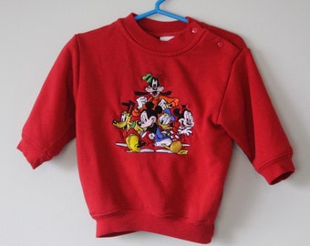 90s Vintage The Disney Store Mickey Mouse Minnie Mouse Embroidered Crewneck Pullover Sweatshirt, Baby/Toddler 12 Months, Baby Shower Gift