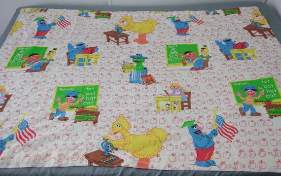 70s 80s Era Vintage Sesame Street School Themed Curtain Panel Retro Bedroom Kids Children S Bedroom Home Decor Diy Craft Fabric