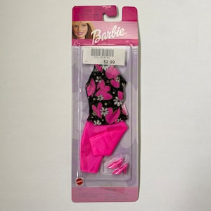 90s Vintage Deadstock Barbie Doll Fashion, Pink Hearts & Flower Outfit, Children&#39;s Toy Doll Clothes, Girl Birthday Gift, New Old Stock