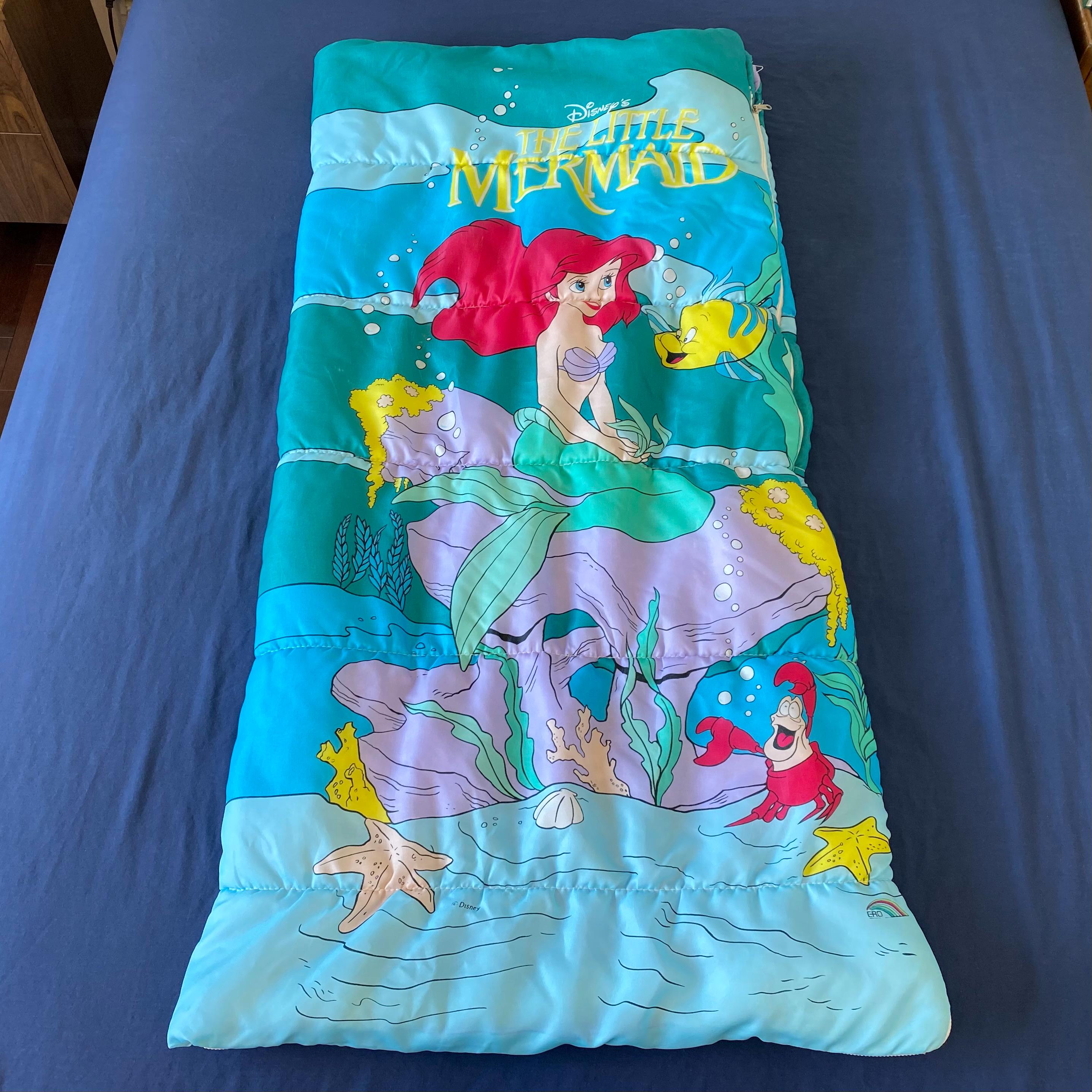 80s/90s Vintage Disney the Little Mermaid Sleeping Bag, Toddler