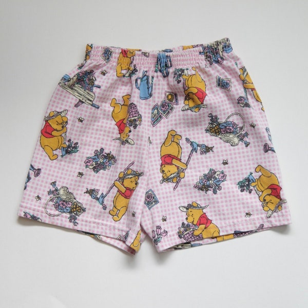 90s Era Vintage Disney Winnie the Pooh Gingham Shorts, Made in Canada, Kids/Children's Size 5, Summer Fashion, Gardening, Flowers, Floral