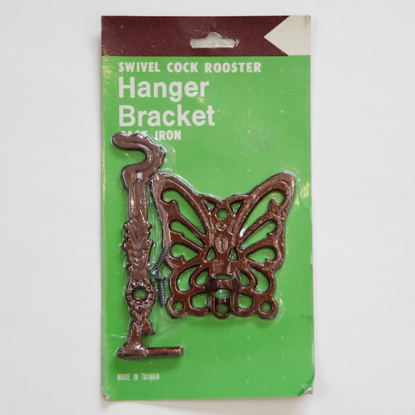 Vintage Deadstock Swivel Butterfly Cast Iron Hanger Bracket, Great for Hanging Plants, Fruit Baskets, Lanterns, Wall Decor, New Old Stock