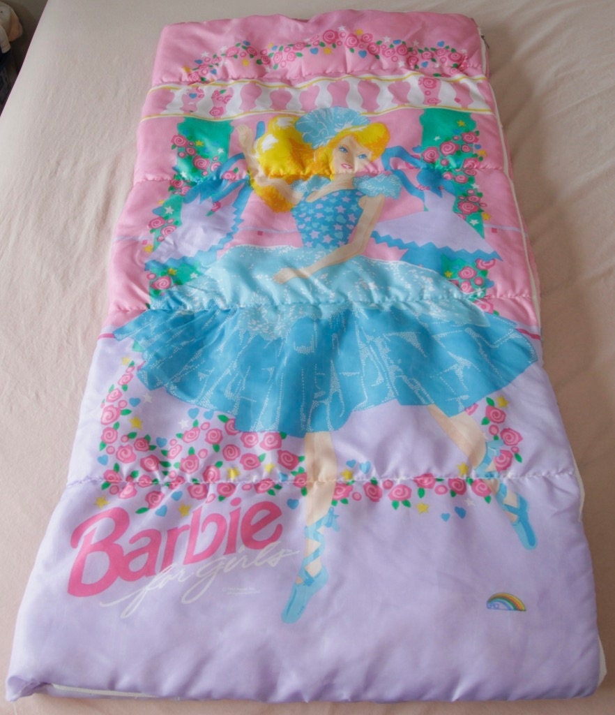 90s Vintage Dancing Ballerina Barbie Doll Sleeping Bag Toddler kids children s Sleeping Bag Slumber Party Camping Girl Bedding Blanket Etsy