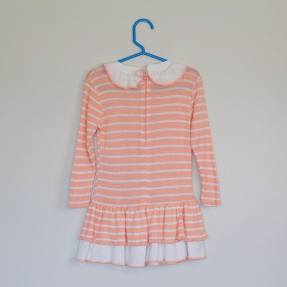 90s Era Vintage Peach & White Striped Knit Long S… - image 4