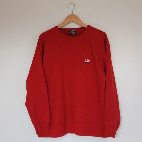 Vintage Polo Jeans Co. Ralph Lauren Red Pullover … - image 1