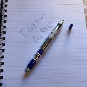 Doctor Who Sonic Pen Screwdriver - Blue and Sliver - Custom Cosplay Writing Ballpoint Ink Pen