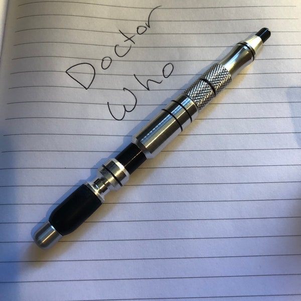 Doctor Who Sonic Pen Screwdriver - Black and Sliver - Custom Cosplay Writing Ballpoint Ink Pen