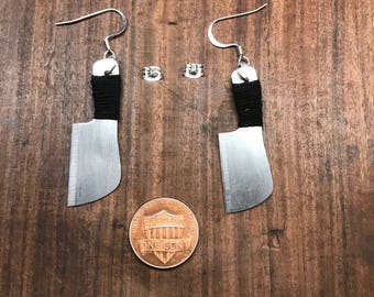 Chef Butcher Meat Cleaver Earrings - Steampunk