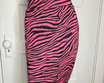 Neon pink zebra print  mini skirt