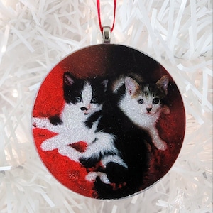 CUSTOM glass and glitter photo ornament