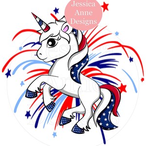 UNICORN/red white blue/ fireworks/4th of July/ PNG sublimation instant digital design download