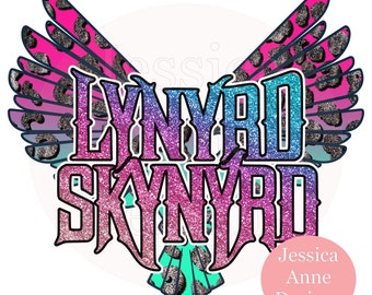 Rock n Roll/ eagle/ Lynyrd Skynyrd/ leopard/ rainbow/glitter/ pink/teal/purple/ png sublimation instant digital design download