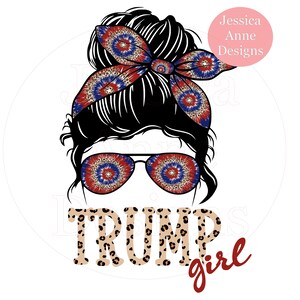 TRUMP GIRL PNG/ leopard/messy bun/ sublimation instant digital design download