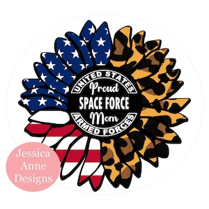 Proud Space Force Mom sunflower PNG sublimation instant digital design download