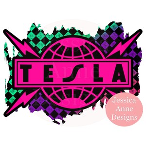 ROCK and ROLL music PNG neon checker sublimation instant digital design download