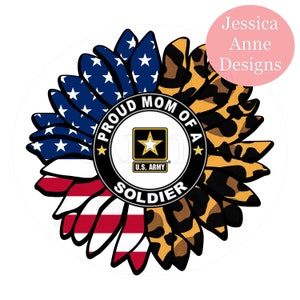 Proud Mom of a army soldier sunflower PNG sublimation instant digital design download