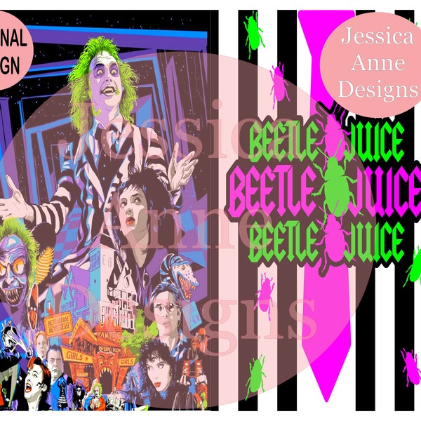 BEETLEJUICE TUMBLER PNG/20oz skinny straight wrap/ sublimation png instant digital design