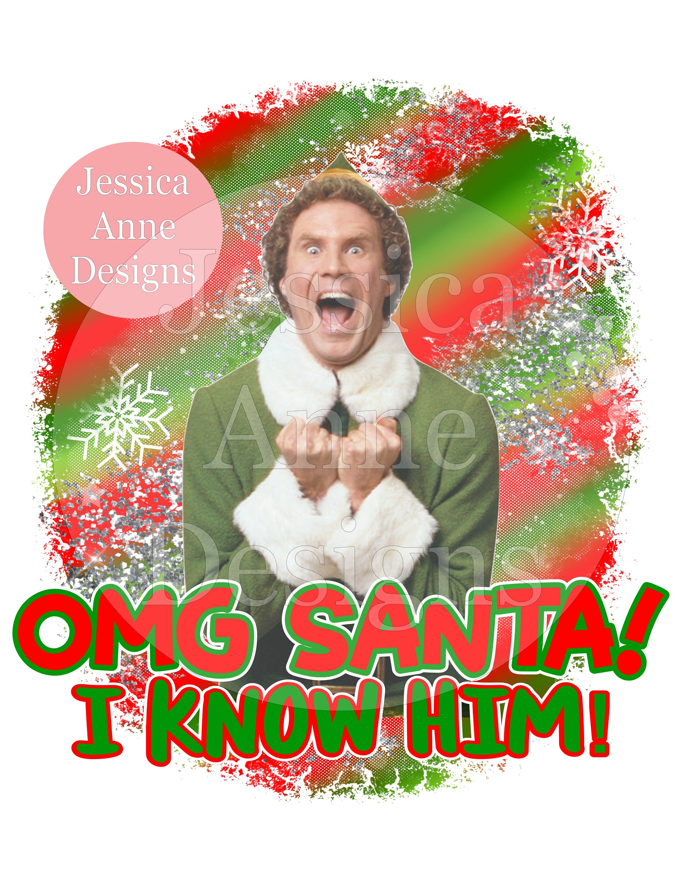 Elf The Movie Buddy OMG! Santa! I Know Him Allover Pattern Faux Leather Mini Bac OMG SANTA I Know Him Png Christmas Buddy Elf Sublimation  main image 2