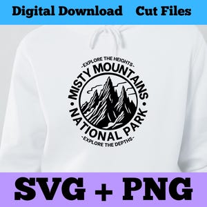 Middle Earth Misty Mountains National Park SVG PNG, Cut File Decal