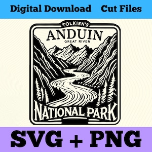 Anduin River National Park Middle Earth SVG PNG, Cut File Decal