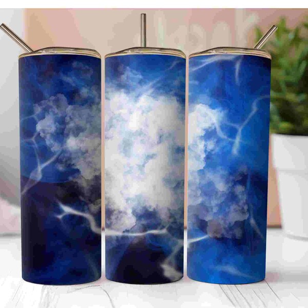 Blue Smoke Tumbler PNG Add your text or design. Skinny Tumbler PNG for Sublimation