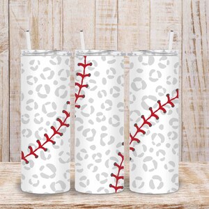 Leopard Baseball Tumbler PNG - 20 oz leopard baseball skinny tumbler wrap - leopard baseball sublimation tumbler digital design