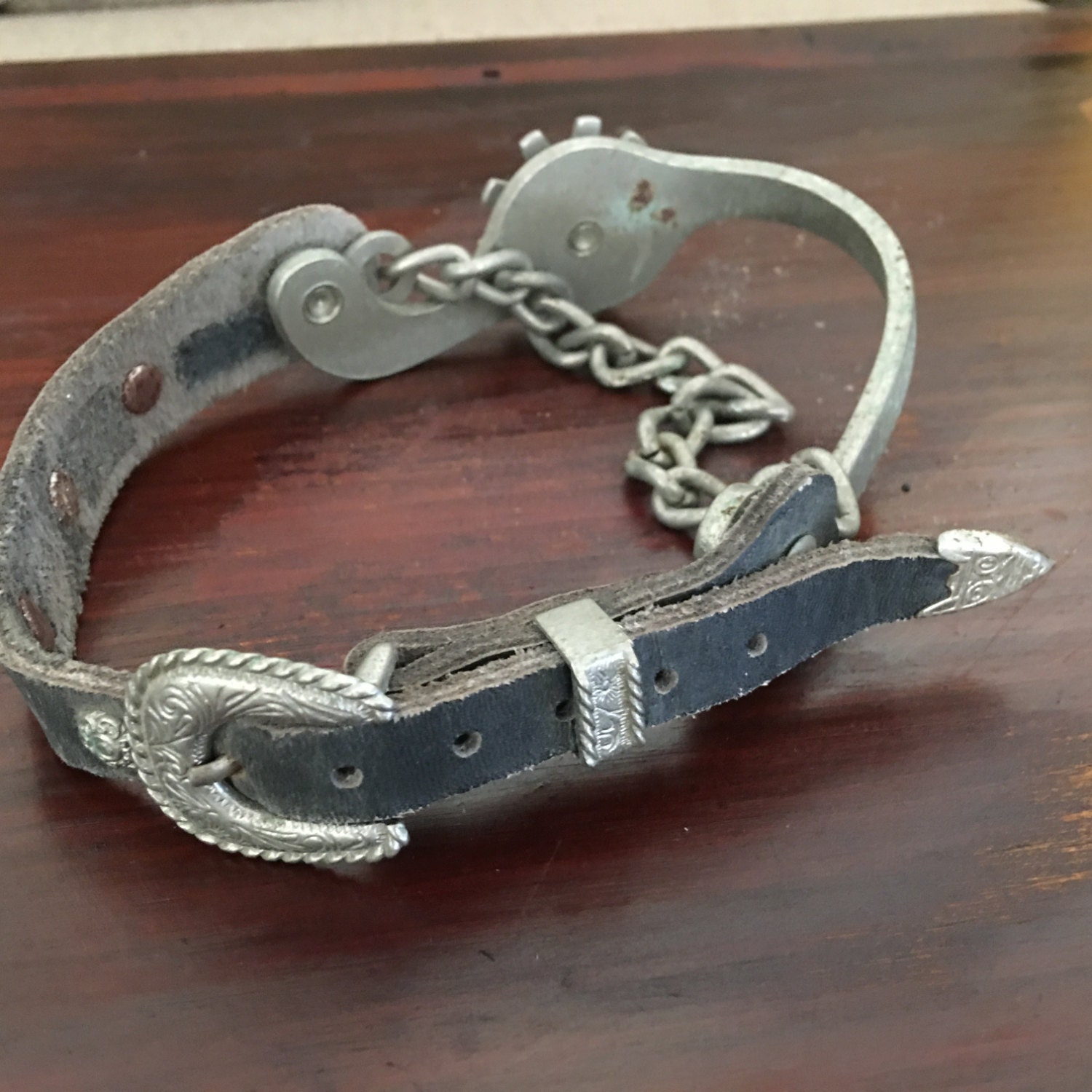 Vintage SINGLE SIDE ROWEL Spur with heel chain and nickel Etsy