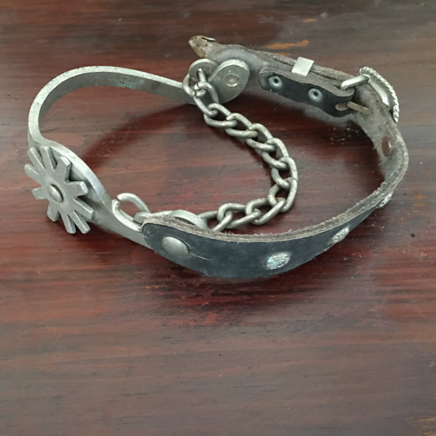 Vintage SINGLE SIDE ROWEL Spur with heel chain and nickel Etsy