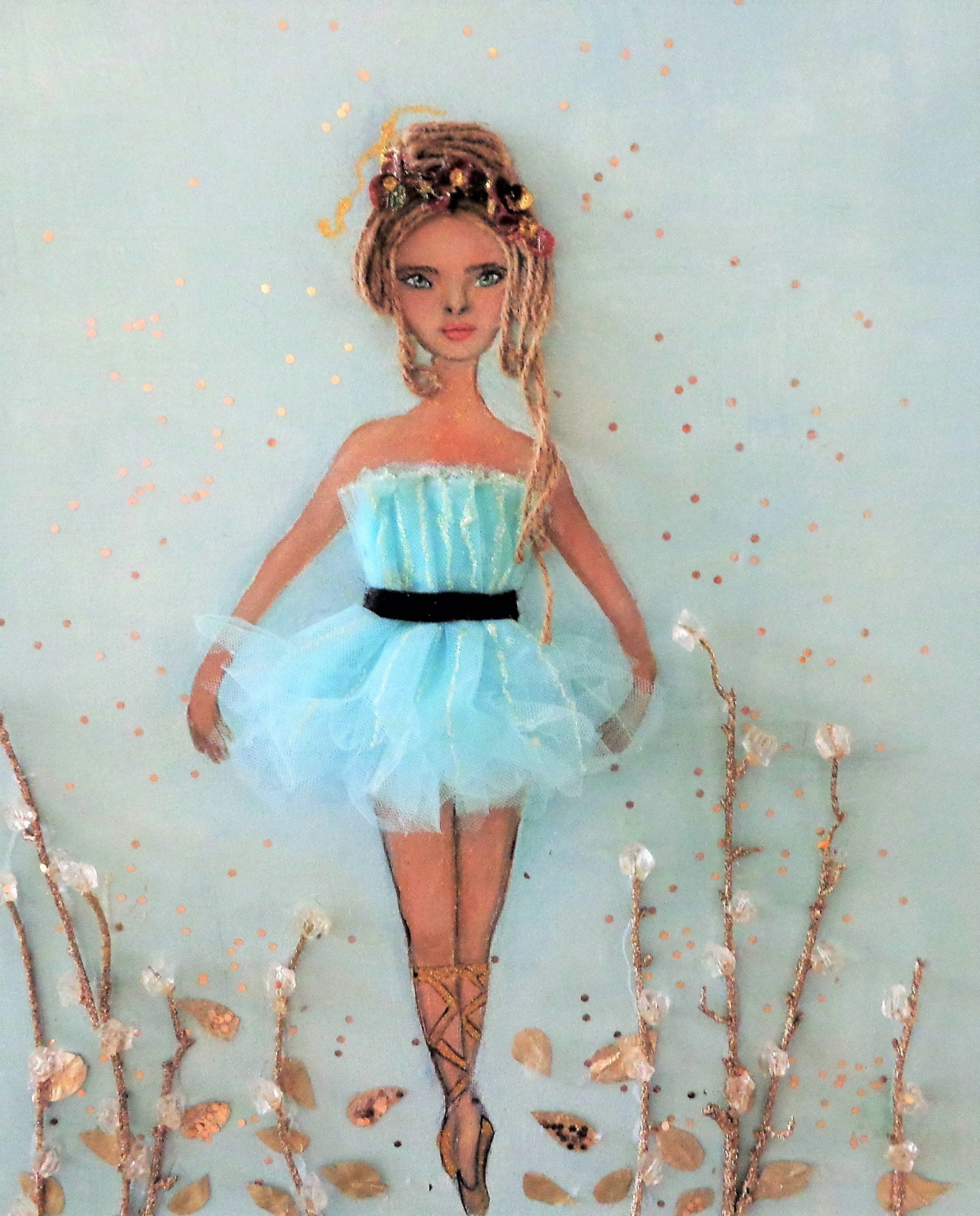 ballerina art ballet dancer canvas wrap blue dance decor girls room fine art print