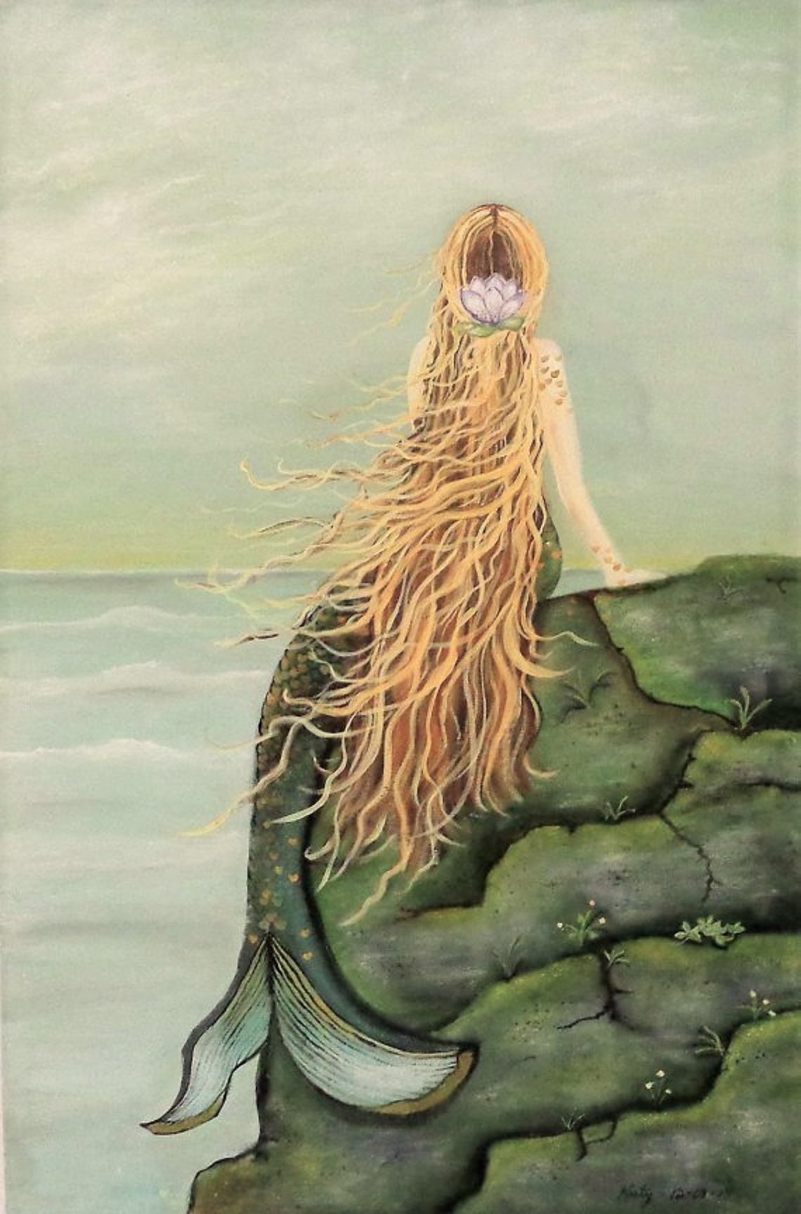 Mermaid Canvas Art Giclee Print Mermaid Wall Decor Beach | Etsy