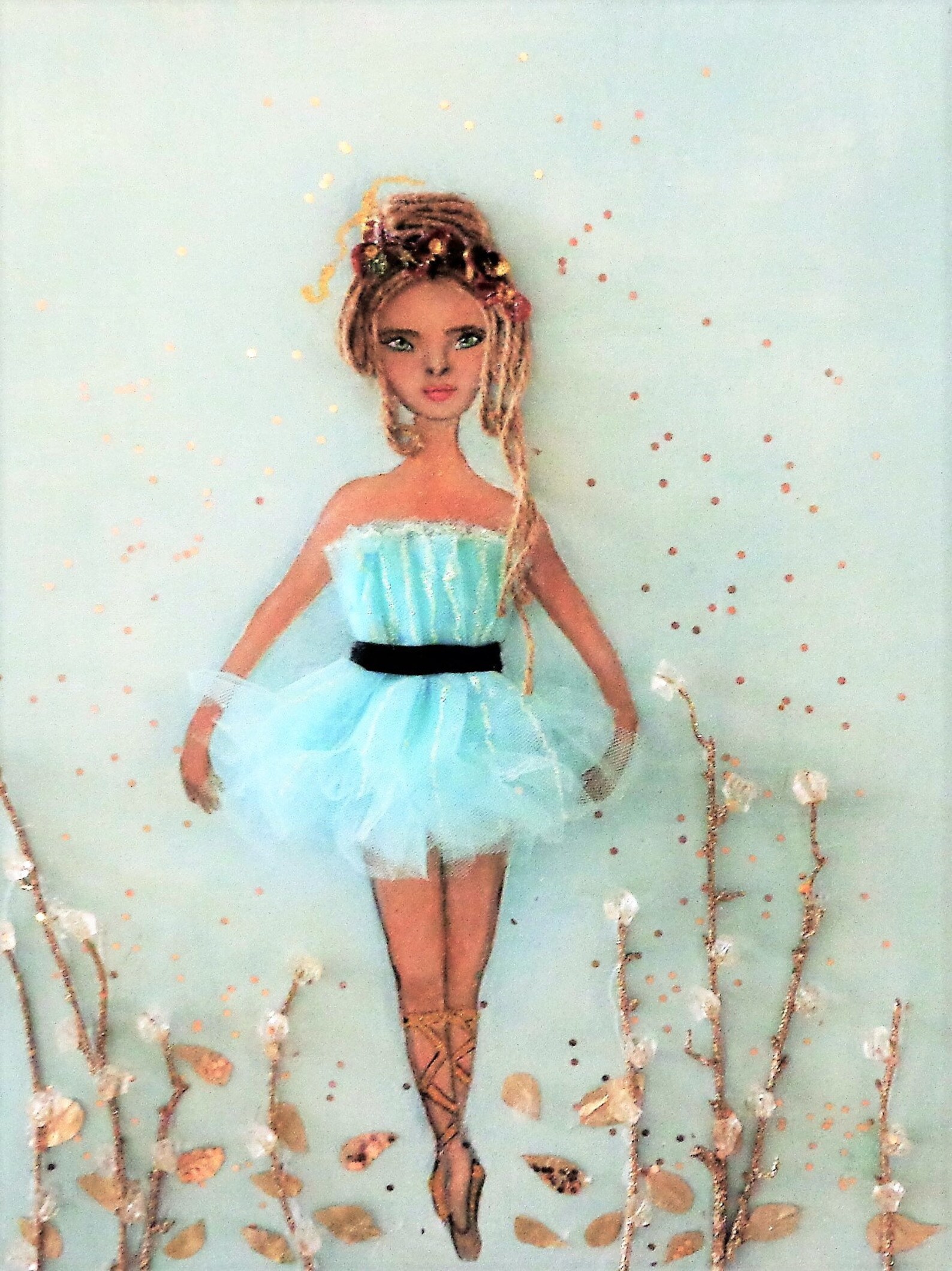 ballerina art ballet dancer canvas wrap blue dance decor girls room fine art print