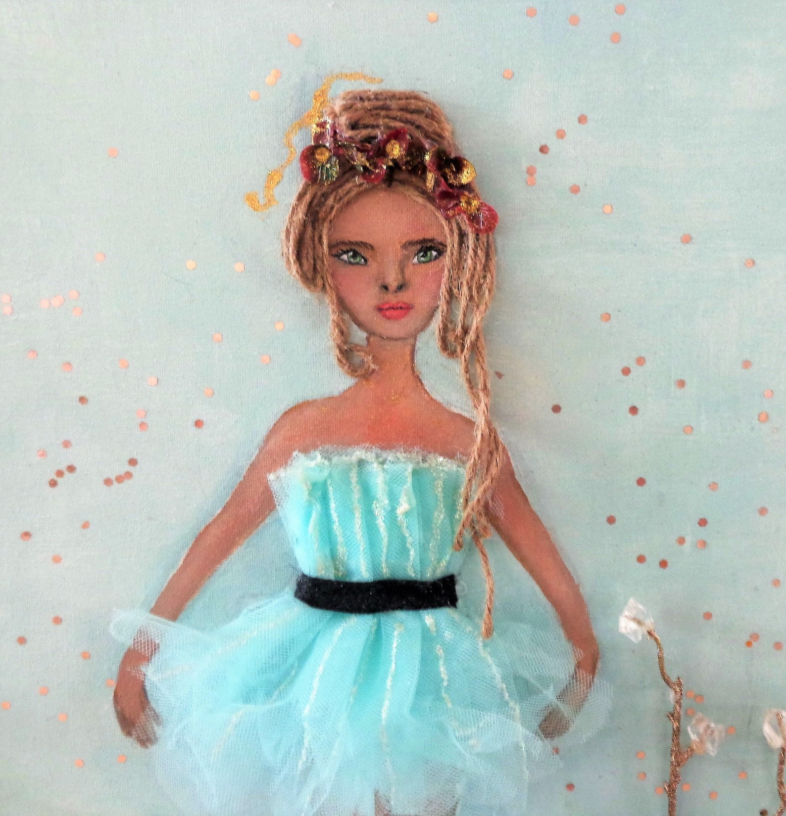 ballerina art ballet dancer canvas wrap blue dance decor girls room fine art print