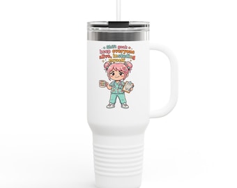 Nurse Cartoon Water Bottle Insulated Travel Mug, 40oz | Nurse Thermos Gift For Nurses