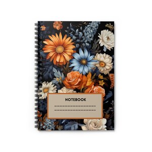 Colorful Floral Spiral Notebook - Ruled Line | Lined Notebook  118 ruled line pages Spiral Notebook  6" x 8"