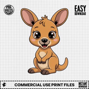 Baby Kangaroo Clipart, Cute Baby Animal Clipart, Nursery Clipart, Baby Shower Clipart, Baby Kangaroo Png, Australian Animals