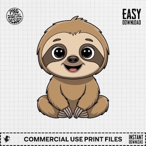 Baby Sloth Clipart, Cute Baby Animal Clipart, Baby Nursery Clipart, Jungle Safari, Baby Shower Clipart, Baby Sloth Png