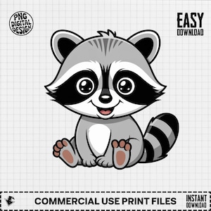 Baby Raccoon Clipart, Cute Animal Clipart, Baby Nursery Clipart, Forest Animal, Baby Shower Clipart, Baby Raccoon Png