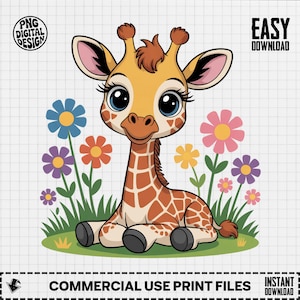 Baby Giraffe Clipart, Cute Animal Clipart, Nursery Clipart, Jungle Safari, Baby Shower Clipart, Giraffe Png, Kids room