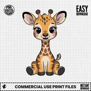 Baby Giraffe Clipart, Cute Baby Animal Clipart, Baby Nursery Clipart, Jungle Safari, Baby Shower Clipart, Baby Giraffe Png