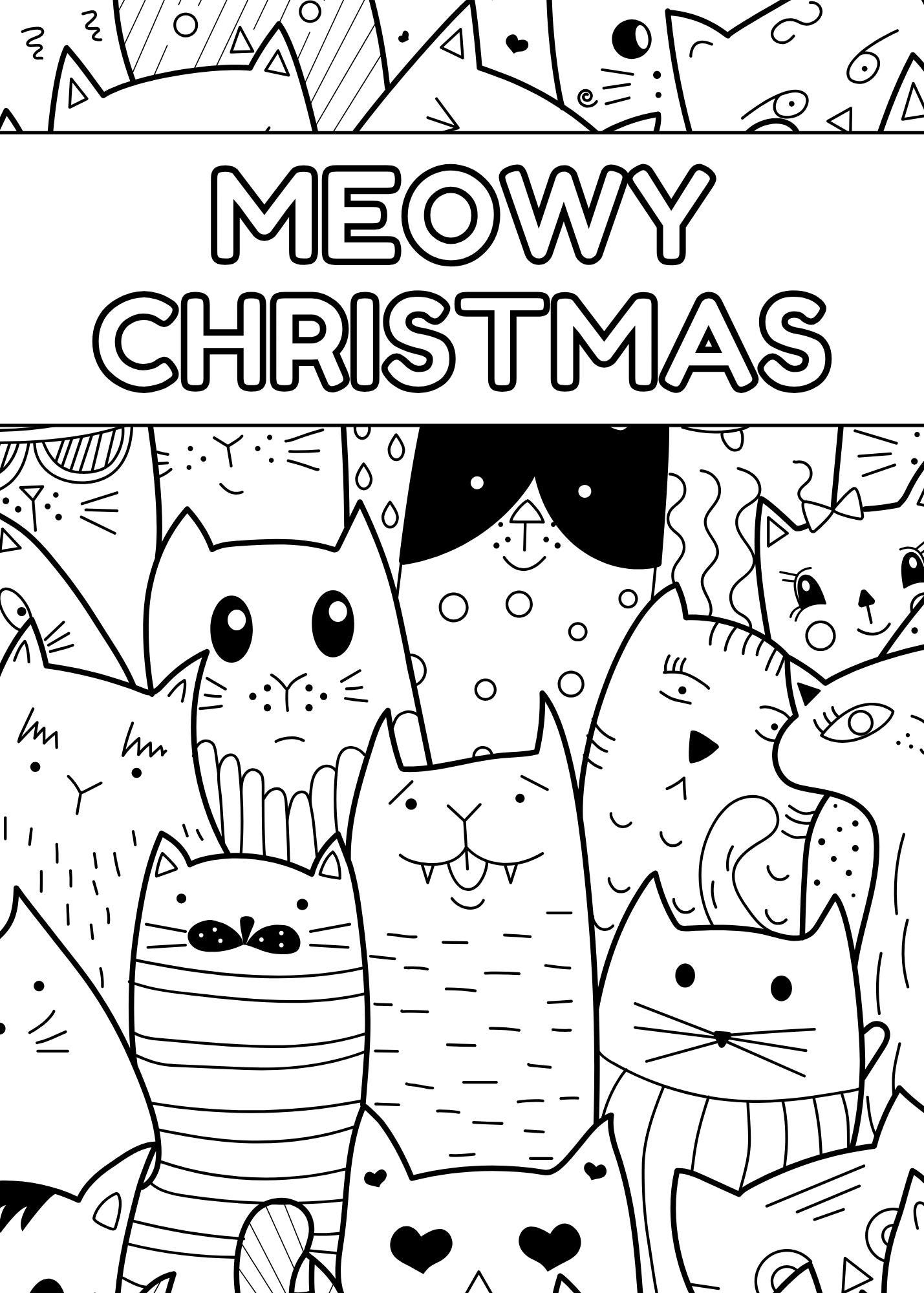 Cute Cat Christmas Cards | Whimsical Holiday Greeting (PDF) - Etsy